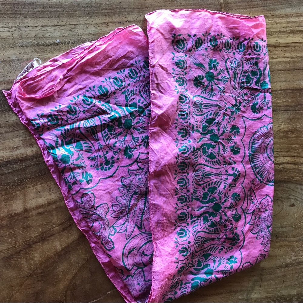 Kimball Vintage 32” Sq. 100% Silk Rose Print Scarf